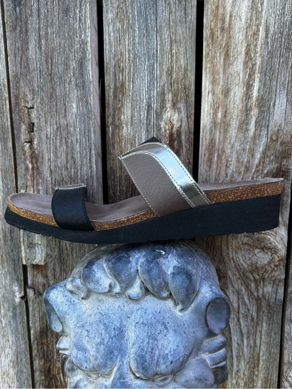Naot Frankie Slide Sandal Leather Black Silver 37 - Picture 4 of 13